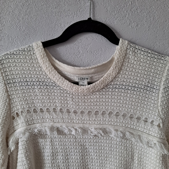 J. Crew Fringe Crochet White Sweater - Picture 2 of 7